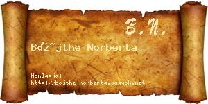 Bőjthe Norberta névjegykártya